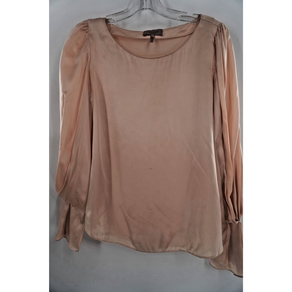Tailored by Rebecca Taylor Gold 100% Silk Feminine Blouse Wide Cuffs Size 8 NWOT